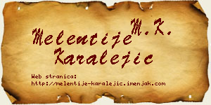 Melentije Karalejić vizit kartica